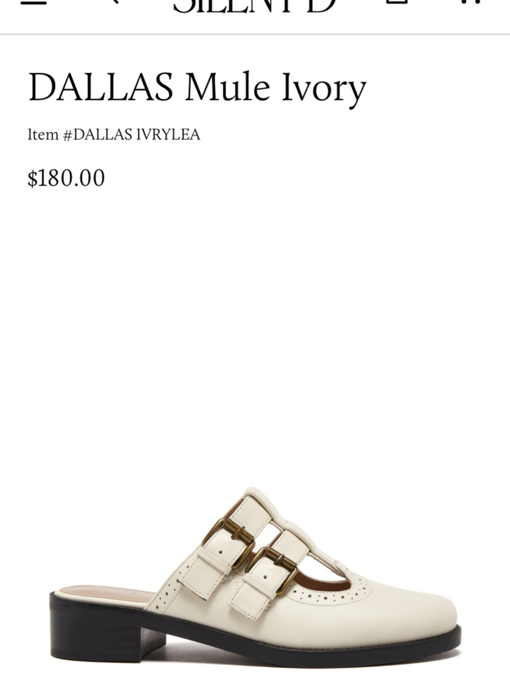 Silent D White Leather Dallas Mule Clogs